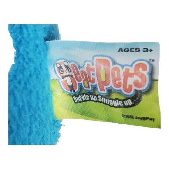 Jay At Play Puppy Dog Car Seat Blue Travel Belt Buddy Pockets Plush Toy - Picture 7 of 10